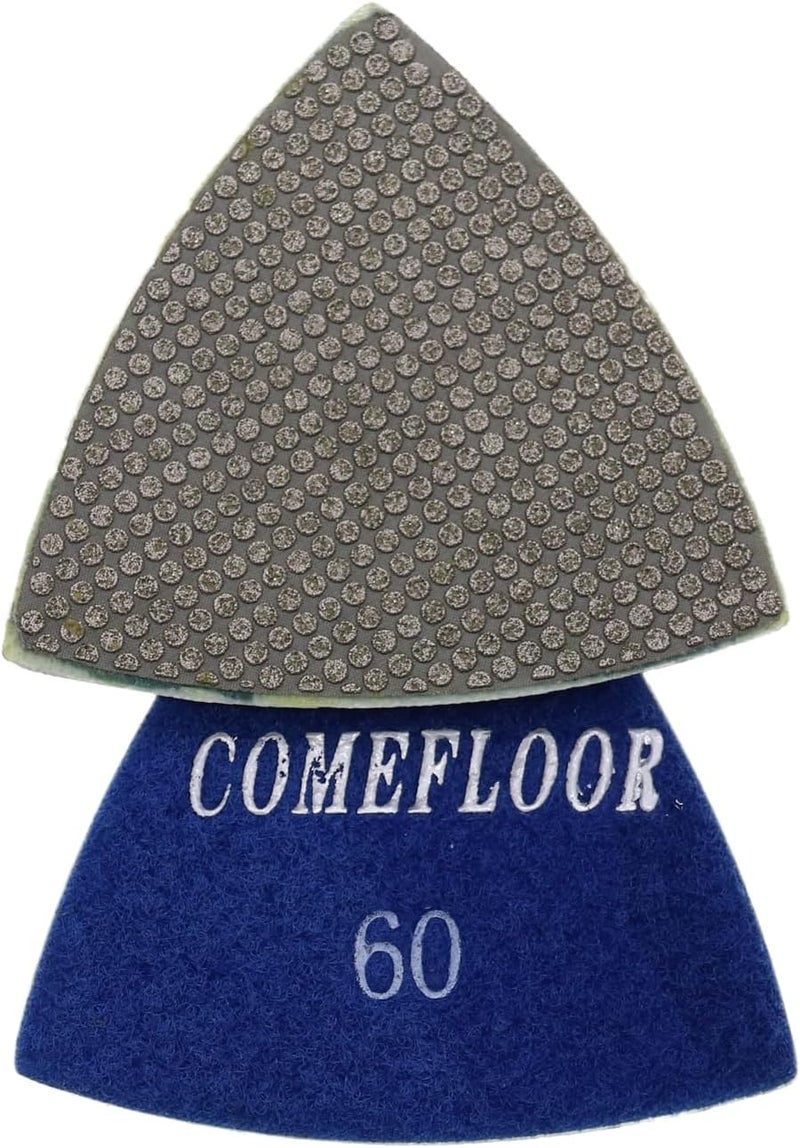 ComeFloor Triangular Diamond Polishing Pads for Corner Edge, Electroplated Sanding Pads for Oscillating Multi-Tools, 3’’(80mm), Grit 60, 4PCS - Image 1